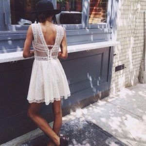 Free People RARE Ecru Victoria Lace Mini Dress Size 8